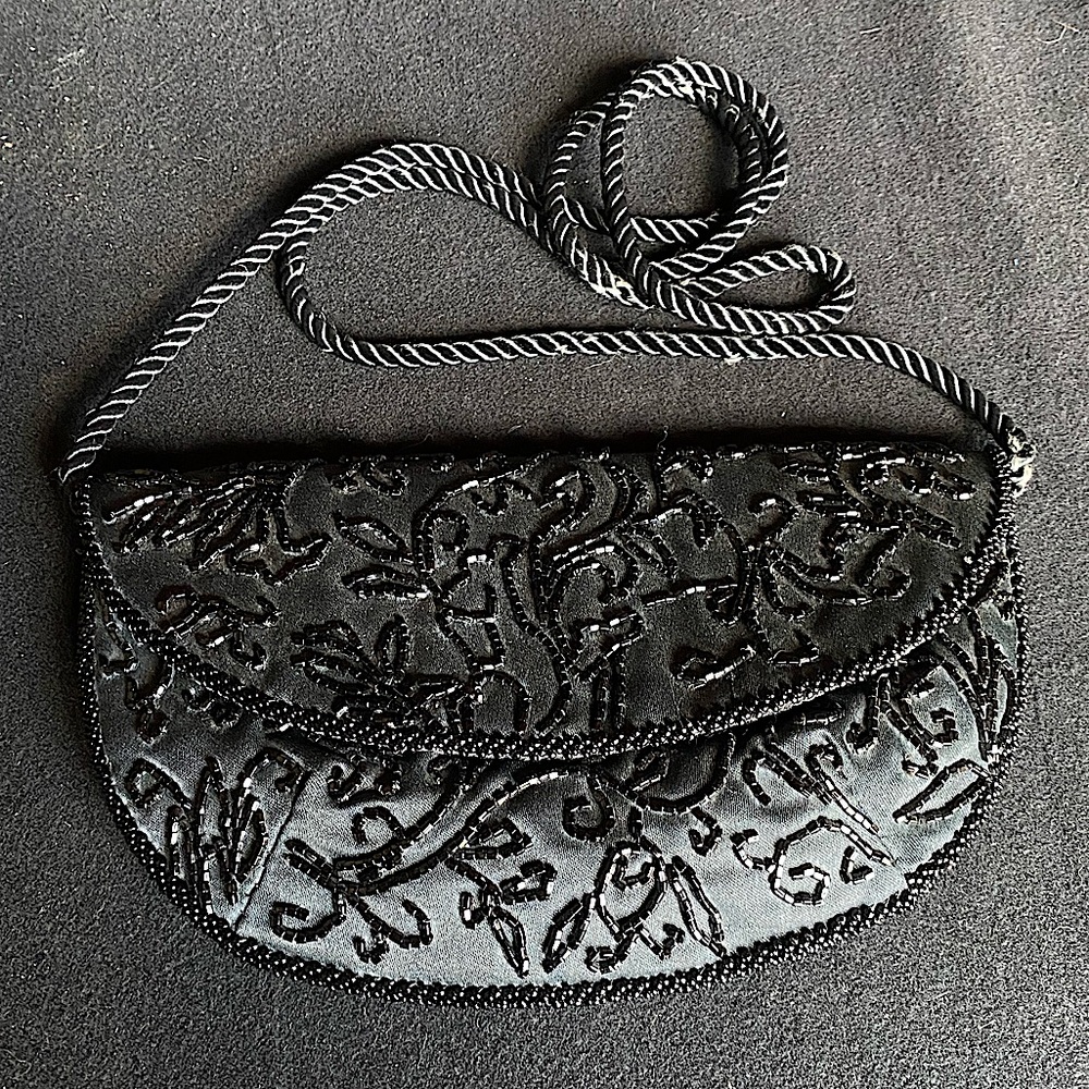 Vintage Jermone’s Beaded Black Clutch Purse